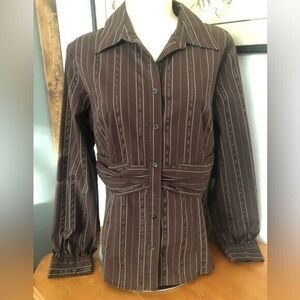 Apt 9 Women's Large‎ Brown Pin Stripped Western Style Shirt